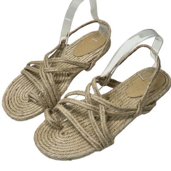 Truffle Collection Rope Toe Loop Flat Sandals Color Natural - Size 7 - Picture 3 of 7